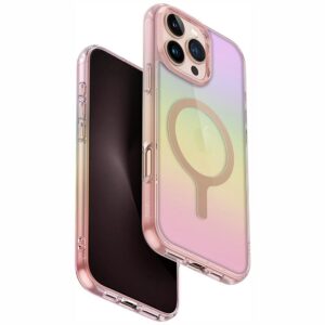 Dėklas UNIQ Iridescia Apple iPhone 16 Pro Max Magclick Charging rožinės spalvos prism