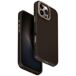 Dėklas UNIQ Keva Max Apple iPhone 16 Pro Max Magclick Charging Camera Stand rudos spalvos