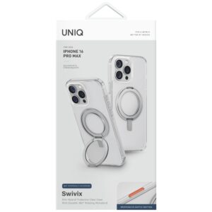 Dėklas UNIQ Swivix Apple iPhone 16 Pro Max 360 Rotating Kickstand skaidrus - Image 4