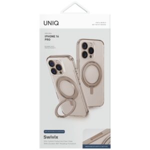 Dėklas UNIQ Swivix Apple iPhone 16 Pro 360 Rotating Kickstand gold - Image 4