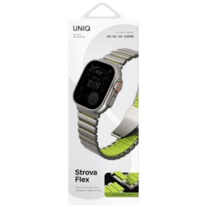 UNIQ Strova Flex apyrankė for Apple Watch 44/45/46/49mm sidabro spalvos Lime - Image 2