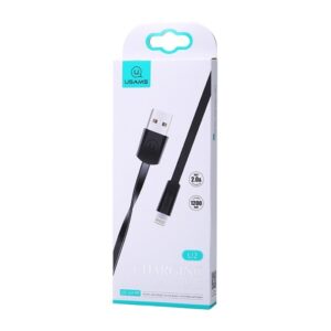 USAMS U2 Flat Kabelis Lightning 1.2m juodos spalvos SJ199IP01 iPhone 5/6/7/8/X (US-SJ199) - Image 3