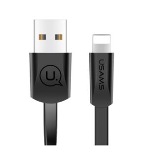 USAMS U2 Flat Kabelis Lightning 1.2m juodos spalvos SJ199IP01 iPhone 5/6/7/8/X (US-SJ199) - Image 1