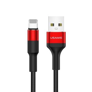 USAMS Braided U5 2A Lightning Kabelis red 1.2m SJ220IP02 (US-SJ220) - Image 1