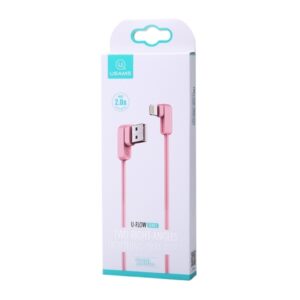 USAMS U-flow Angled Lightning Kabelis 1.2m 2A pink IPUSBCY03 (US-SJ165) - Image 2
