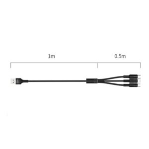 USAMS Braided U5 3-in-1 Kabelis 1.5m 2A juodos spalvos (Lightning/microUSB/USB-C) SJ2193IN101 (US-SJ219) - Image 2