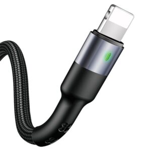 USAMS Braided U26 Lightning Kabelis 1m (1pc for set) 2A Fast Charging juodos spalvos SJ311IP01 (US-SJ311) - Image 1
