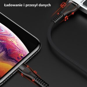 USAMS Braided U33 Lightning Kabelis 1.2m 2A Fast Charging cyan SJ360USB02 (US-SJ360) - Image 8