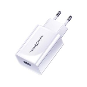 USAMS Laidinis įkroviklis 1xUSB T22 18W 3A QC3.0 (only head) Fast Charging baltos spalvos CC83TC01 (US-CC083) - Image 1