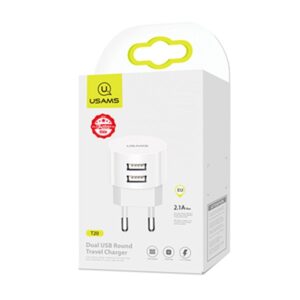 USAMS Laidinis įkroviklis 2xUSB T20 2.1A Round (only head) baltos spalvos Fast Charging CC80TC01 (US-CC080) - Image 4