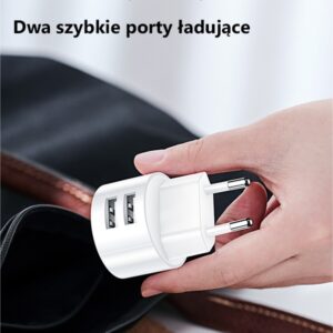 USAMS Laidinis įkroviklis 2xUSB T20 2.1A microUSB baltos spalvos Round Fast Charging XTXLOGT18MC05 - Image 2