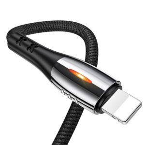USAMS Braided U-Tone Lightning Kabelis 1.2m Power-off 2A Fast Charging juodos spalvos SJ344USB01 (US-SJ344) - Image 1