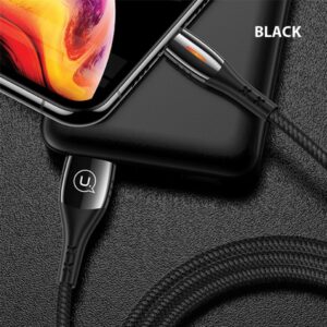 USAMS Braided U-Tone Lightning Kabelis 1.2m Power-off 2A Fast Charging juodos spalvos SJ344USB01 (US-SJ344) - Image 9