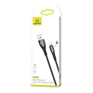 USAMS Braided U-Tone Lightning Kabelis 1.2m Power-off 2A Fast Charging juodos spalvos SJ344USB01 (US-SJ344) - Image 10