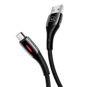 USAMS Braided U-Tone microUSB Kabelis 1.2m Power-off 2A Fast Charging juodos spalvos SJ346USB01 (US-SJ346)