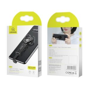 USAMS Adapteris AU11 2-in-1 USB-C to 3.5mm + USB-C + Ring Holder black SJ359TC01 (US-SJ359) - Image 2