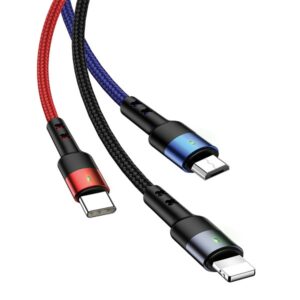 USAMS Kabel pleciony U26 3w1 0.35m 2AFast Charge (lightning/microUSB/USB-C) SJ410USB01 (US-SJ410) - Image 2
