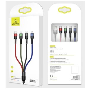 USAMS Braided U26 4-in-1 Kabelis 3m 2A Fast Charge (2xLightning/microUSB/USB-C) SJ413USB01 (US-SJ413) - Image 3