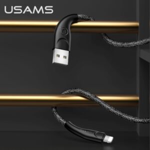 USAMS Braided U41 Lightning Kabelis 1m 2A juodos spalvos SJ391USB01 (US-SJ391) Fast Charge - Image 2