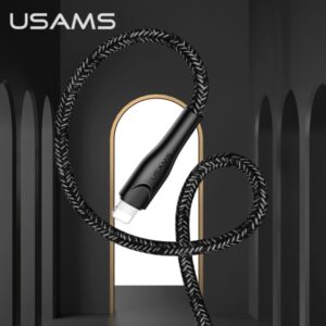 USAMS Braided U41 Lightning Kabelis 1m 2A juodos spalvos SJ391USB01 (US-SJ391) Fast Charge - Image 4