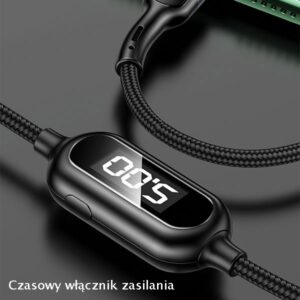 USAMS Braided U48 Lightning Kabelis 1.2m 2A Fast Charging with LED juodos spalvos SJ423USB01 (US-SJ423) - Image 2