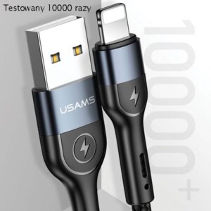 USAMS Braided U48 Lightning Kabelis 1.2m 2A Fast Charging with LED juodos spalvos SJ423USB01 (US-SJ423) - Image 6