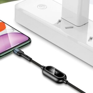 USAMS Braided U48 Lightning Kabelis 1.2m 2A Fast Charging with LED green SJ423USB02 (US-SJ423) - Image 10