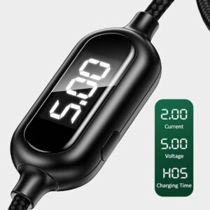 USAMS Braided U48 Lightning Kabelis 1.2m 2A Fast Charging with LED green SJ423USB02 (US-SJ423) - Image 4