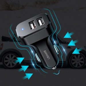 USAMS automobilinis įkroviklis 2xUSB C13 2.1A 3-in-1 (microUSB/USB-C/Lightning) black NTU35YTSC13TZ - Image 2