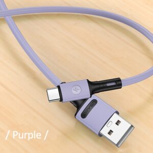 USAMS U52 USB-C 2A Fast Charge Kabelis 1m violetinės spalvos SJ436USB04 (US-SJ436) - Image 2