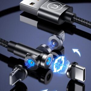 USAMS U59 Magnetic Lightning Kabelis 2.1A Fast Charge 1m Braided juodos spalvos SJ472USB01 (US-SJ472) - Image 4