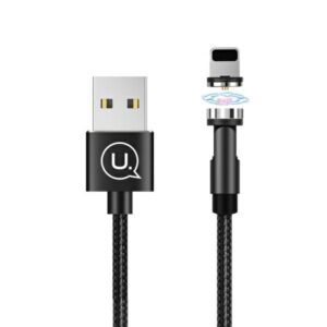 USAMS U59 Magnetic Lightning Kabelis 2.1A Fast Charge 1m Braided juodos spalvos SJ472USB01 (US-SJ472) - Image 2