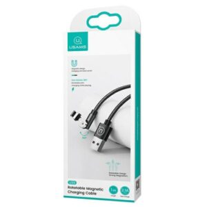 USAMS U59 Magnetic Lightning Kabelis 2.1A Fast Charge 1m Braided juodos spalvos SJ472USB01 (US-SJ472) - Image 5