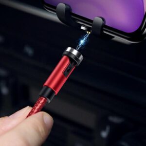 USAMS U59 Magnetic Lightning Kabelis 2.1A Fast Charge 1m Braided red SJ472USB02 (US-SJ472) - Image 2