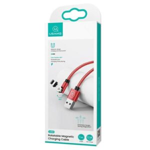 USAMS U59 Magnetic Lightning Kabelis 2.1A Fast Charge 1m Braided red SJ472USB02 (US-SJ472) - Image 3