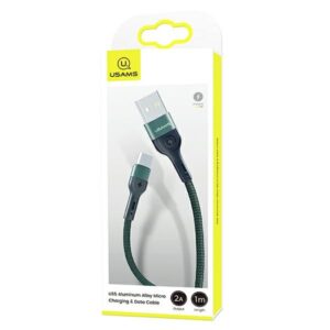 USAMS Braided U55 2A microUSB Kabelis žalios spalvos 1m SJ450USB02 (US-SJ450) - Image 7