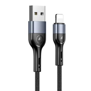 USAMS Braided U55 2A Lightning Kabelis juodos spalvos 1m SJ448USB01 (US-SJ448) - Image 1