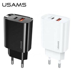 USAMS Laidinis įkroviklis 1xUSB-C + 1xUSB T35 20W (only head) PD3.0 + QC3.0 Fast Charging juodos spalvos CC121TC02 - Image 5