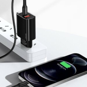 USAMS Laidinis įkroviklis 1xUSB-C + 1xUSB T35 20W (only head) PD3.0 + QC3.0 Fast Charging juodos spalvos CC121TC02 - Image 3
