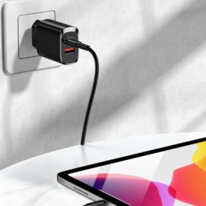 USAMS Laidinis įkroviklis 1xUSB-C + 1xUSB T35 20W (only head) PD3.0 + QC3.0 Fast Charging juodos spalvos CC121TC02 - Image 4