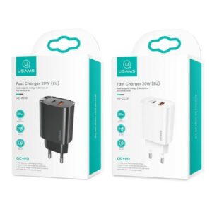 USAMS Laidinis įkroviklis 1xUSB-C + 1xUSB T35 20W (only head) PD3.0 + QC3.0 Fast Charging juodos spalvos CC121TC02 - Image 6