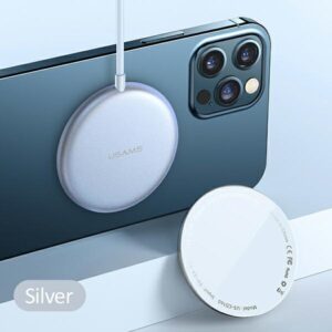 USAMS belaidis įkroviklis US-CD160 magnetic W2 15W aluminum iPhone 12 series silver CD160DZ01 - Image 8