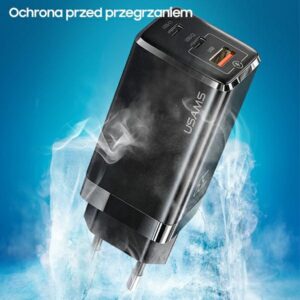 USAMS Laidinis įkroviklis MT 2xUSB-C + USB GaN 65W T33 PD (only head) Fast Charging baltos spalvos CC110TC02 (US-CC) - Image 8