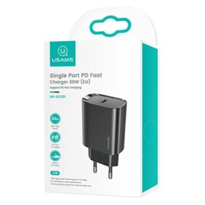 USAMS Laidinis įkroviklis 1xUSB-C T39 20W (only head) PD3.0 Fast Charging juodos spalvos CC131TC01 (US-CC131) - Image 2