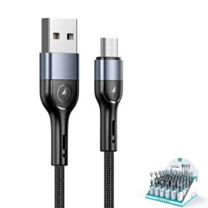 USAMS Braided Kabelis U55 2A micro USB 1pc for set U55 juodos spalvos 1m SJ450ZJ01 (US-SJ450) SJ450USB