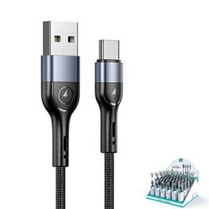 USAMS Braided Kabelis U55 2A USB-C 1pc for set U55 juodos spalvos 1m SJ449ZJ01 (US-SJ449)