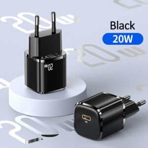 USAMS Laidinis įkroviklis 1xUSB-C T36 mini 20W + USB-C to Lightning cable juodos spalvos PD3.0 Fast Charging XFKXLO - Image 2