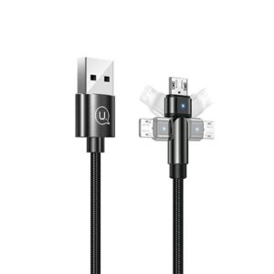 USAMS Braided Rotating Kabelis U60 2A microUSB juodos spalvos 1m SJ478USB01 (US-SJ478)