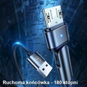 USAMS Braided Rotating Kabelis U60 2A microUSB juodos spalvos 1m SJ478USB01 (US-SJ478) - Image 2