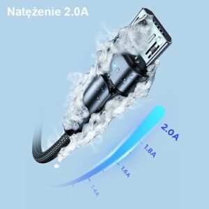 USAMS Braided Rotating Kabelis U60 2A microUSB juodos spalvos 1m SJ478USB01 (US-SJ478) - Image 8